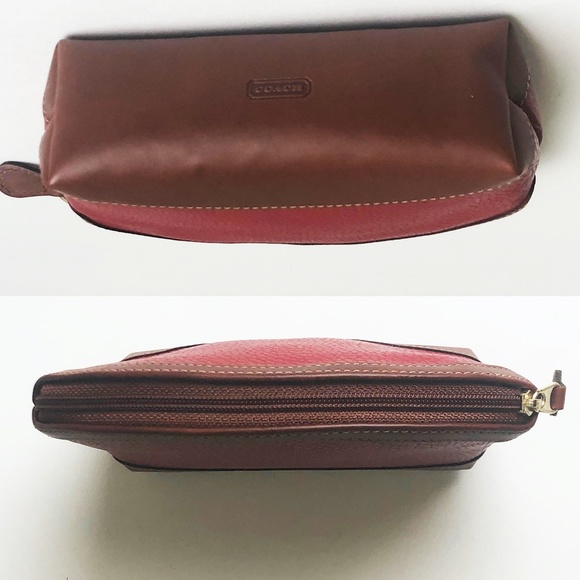 Coach Cosmetic Case Sheridan Collection Red & Tan Leather 4308 NIB NOS Vintage - Picture 8 of 13